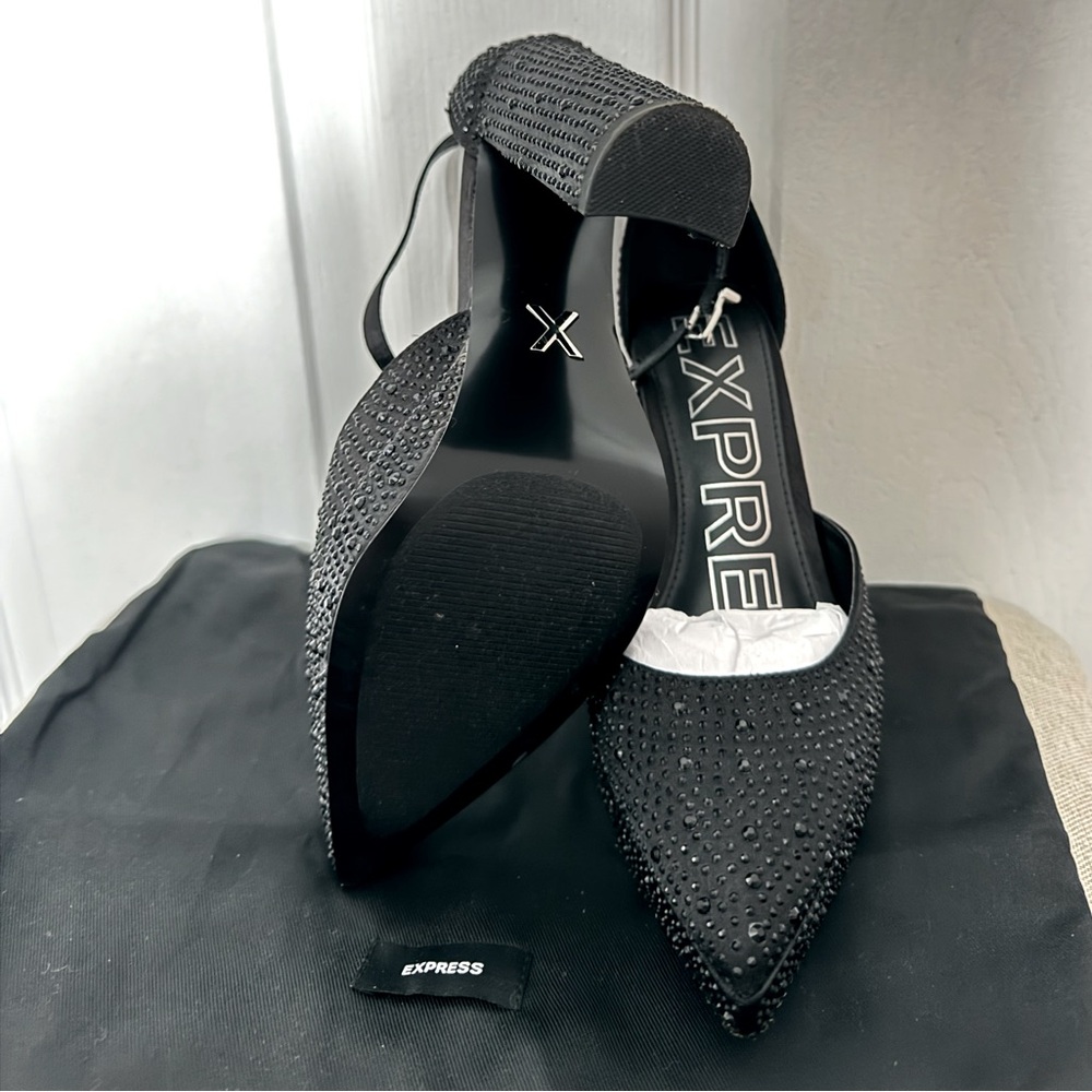 Express Rhinestone Closed Pointed Toe Platform Pu… - image 2